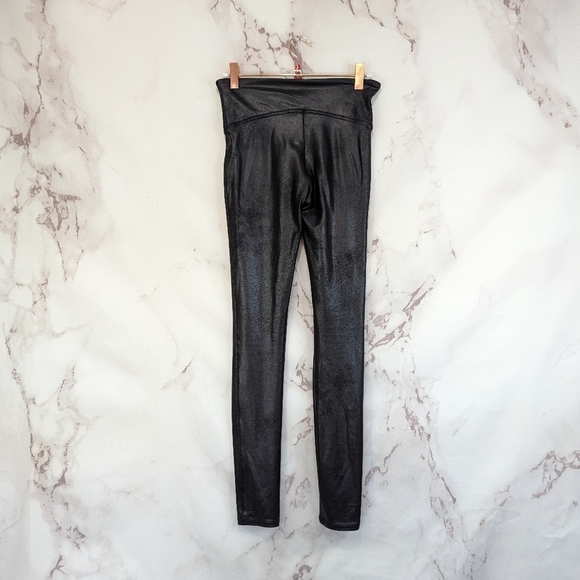 Spanx Leggings Womens Small Faux Vegan Leather 2437 Black High Rise Crop Ankle - Picture 6 of 13